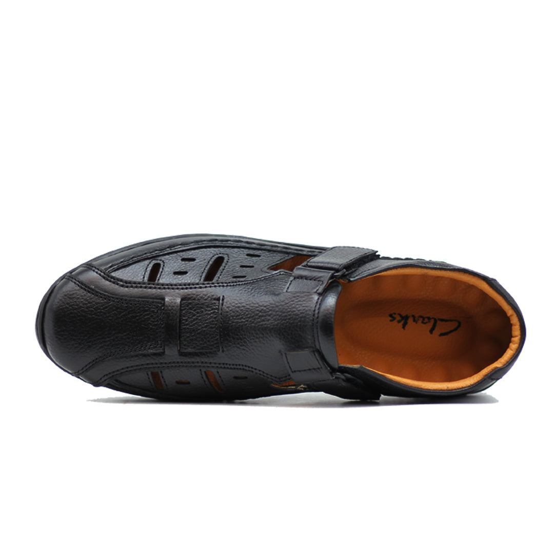 Clark's CL-1060 Men's Black Leather Roman Sandals - Comfortable and Stylish Summer Footwear Shoeinn.co