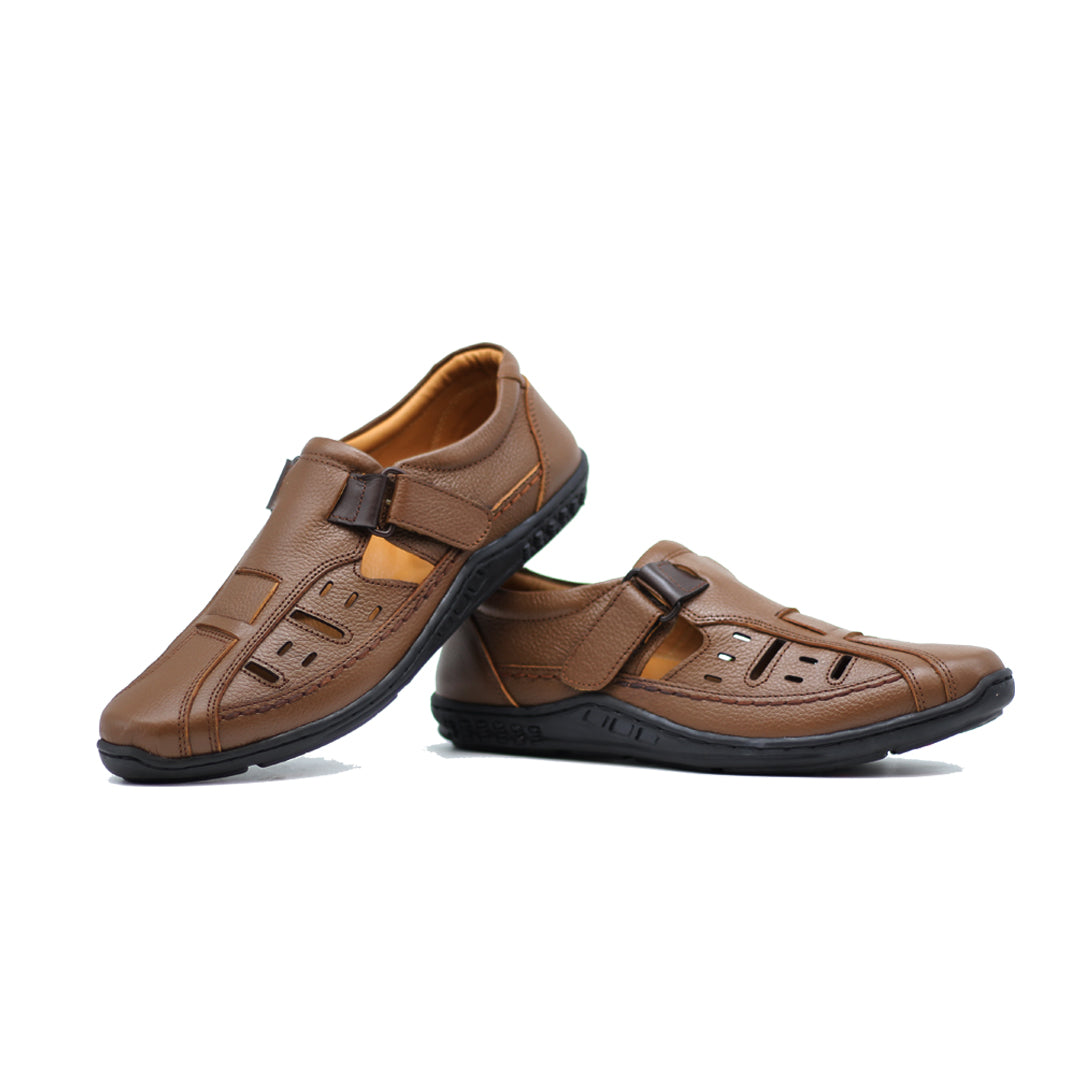 Clark's CL-1060 Men's Brown Leather Roman Sandals - Comfortable and Stylish Summer Footwear Shoeinn.co