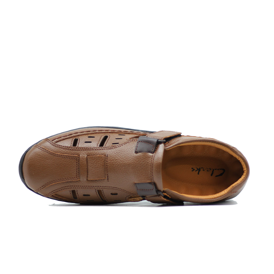 Clark's CL-1060 Men's Brown Leather Roman Sandals - Comfortable and Stylish Summer Footwear Shoeinn.co