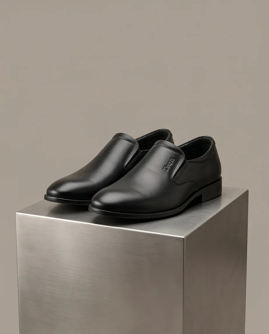 Premium black leather slip-on shoes for stylish, comfortable wear. Shop the latest collection today.