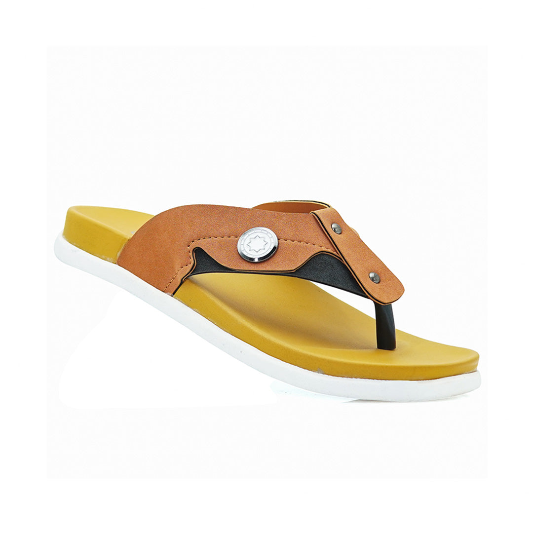 Black & Mustard New Cania C-22 Men Chappal & Slipper in Pakistan