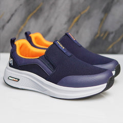 Stylish blue Skechers GO RUN running shoes with air-cooled memory insole