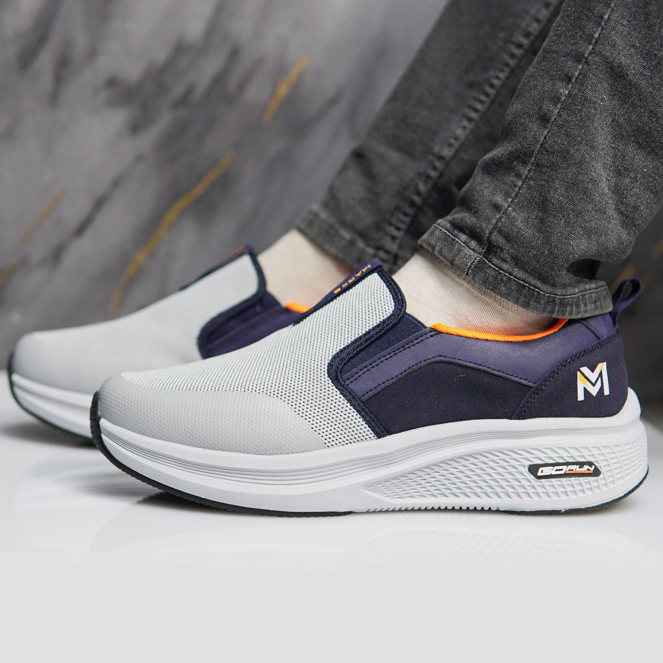 Grey MF Skechers GO RUN with lightweight design and durable rubber outsole