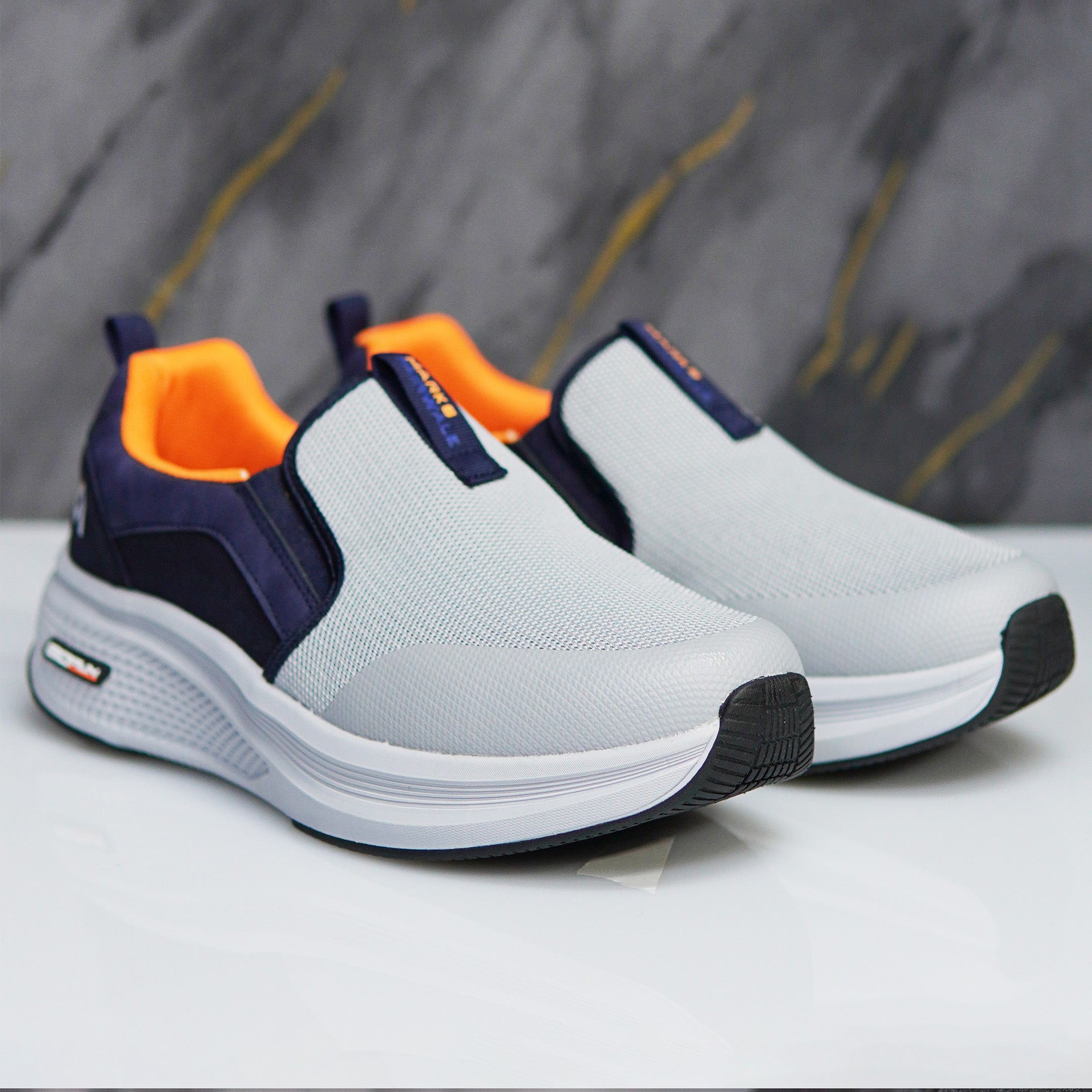 Premium grey Skechers GO RUN shoes with max cushioning and air-cooled insole