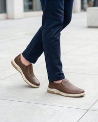 Brown slip-on casual shoes for men, stylish & comfortable for everyday wear
