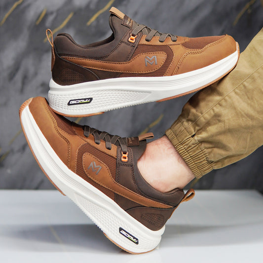 Brown Skechers MF-2417 slip-on sneakers with a lightweight design