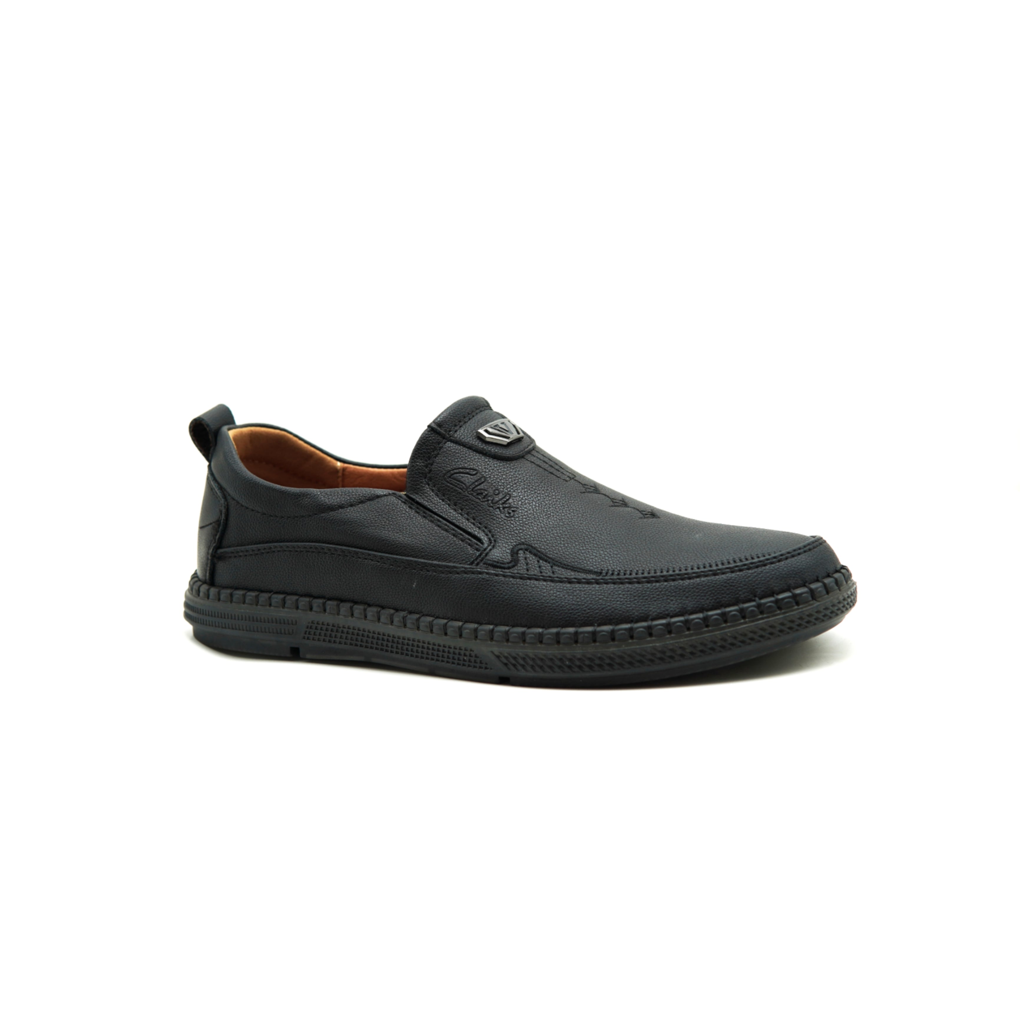 Clarks 109-7 Black Shoes featuring a medicated sole for superior support and comfort, perfect for both casual and formal wear.