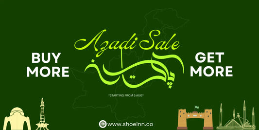 Azadi Sale banner, up to 50% off shoes Shoeinn.co