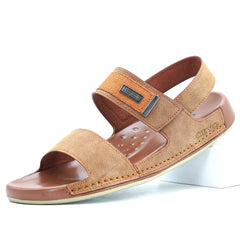Lifestyle image of Shoeinn CEYO tan medicated soft sandals, combining luxury and comfort for stylish, all-day wear
